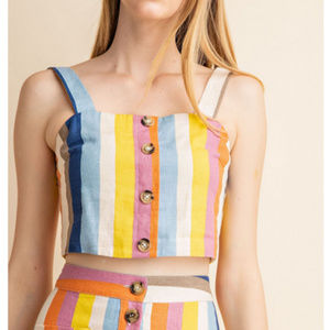 Rainbow Stripe Eliza Linen Tank